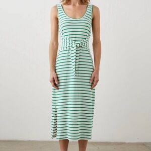 Rails green and white striped midi dress